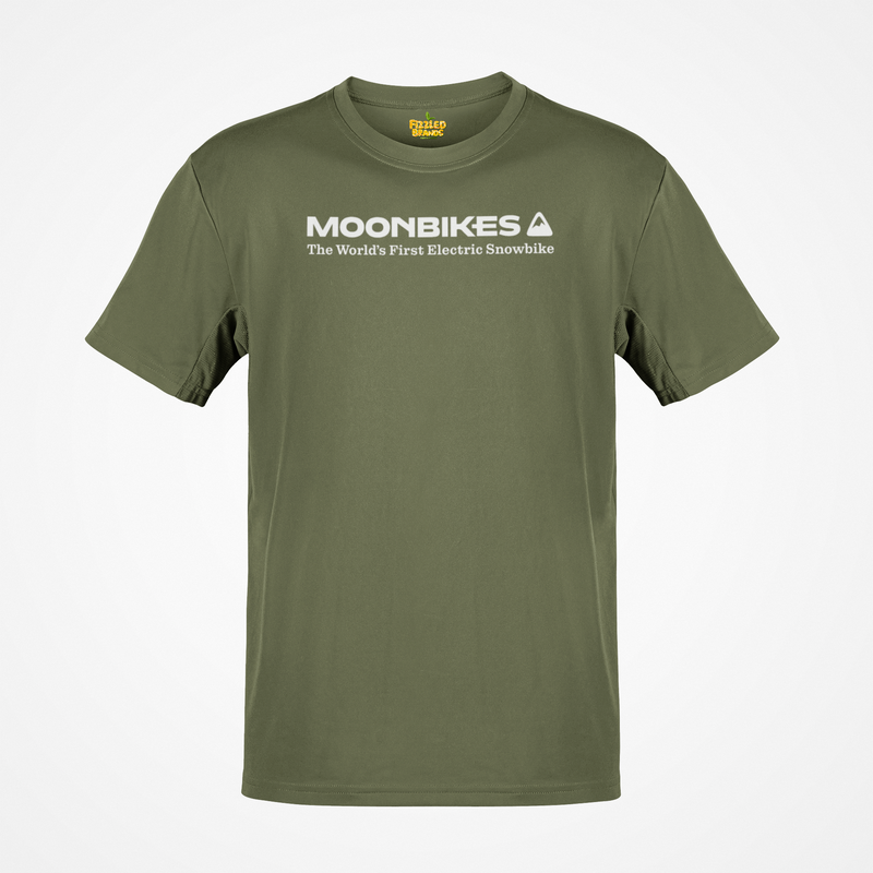 Load image into Gallery viewer, MoonBikes T-Shirt Bankrupt Electric Snowbike Company Defunct Logo Tee
