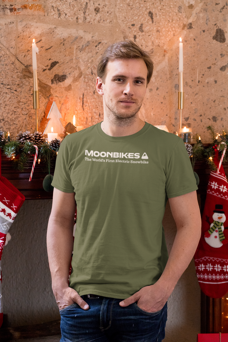 Load image into Gallery viewer, MoonBikes T-Shirt Bankrupt Electric Snowbike Company Defunct Logo Tee
