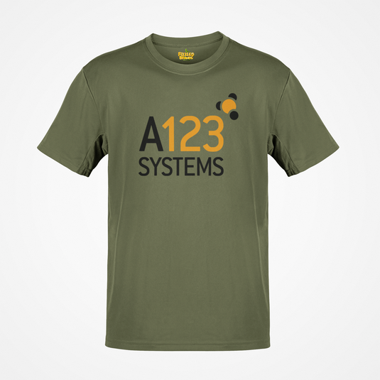 A123 Systems T-Shirt - Battery Technology Industry Bankrupt Logo Tee