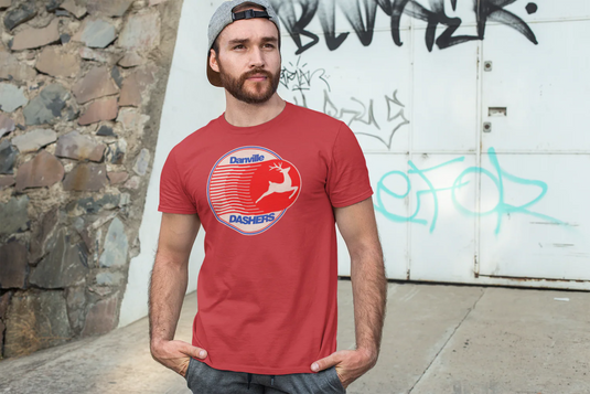 Danville Dashers Red Blue Logo Hockey Team T-shirt
