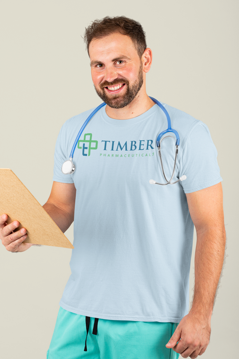 Load image into Gallery viewer, Timber Pharmaceuticals T-Shirt - Biotech Industry Bankrupt Logo

