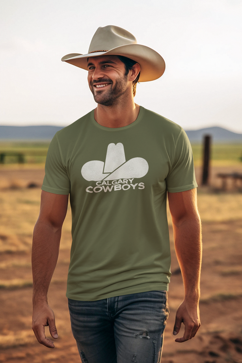 Load image into Gallery viewer, Calgary Cowboys Hockey Team Nostalgic Logo T-shirt
