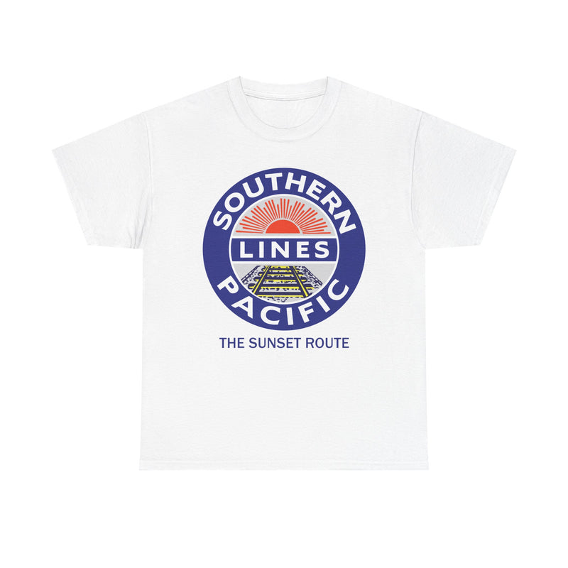 Load image into Gallery viewer, Southern Pacific Lines Sunset Route Railroad Logo Vintage T-Shirt

