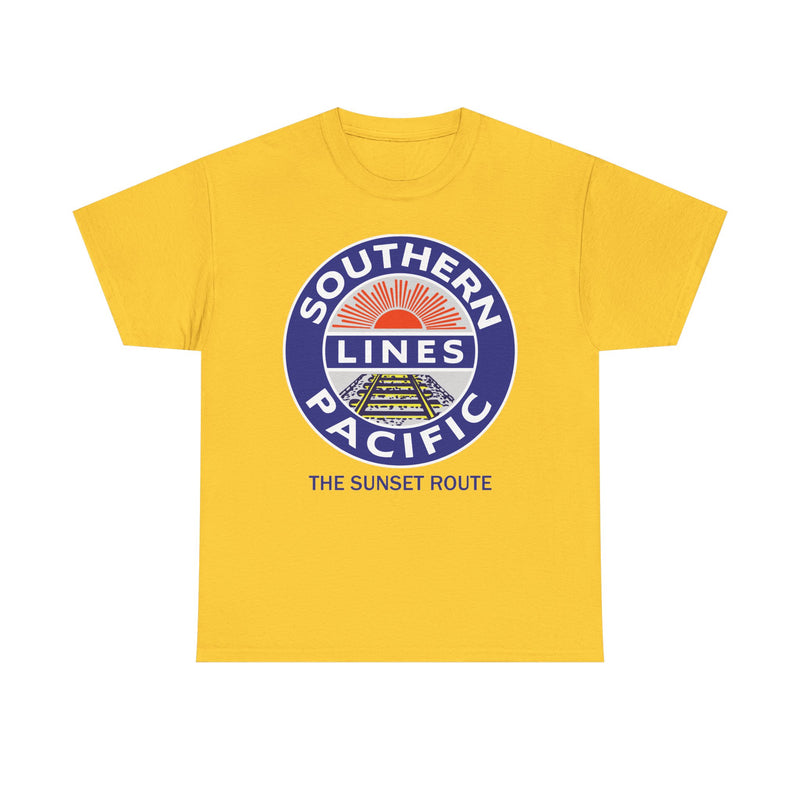 Load image into Gallery viewer, Southern Pacific Lines Sunset Route Railroad Logo Vintage T-Shirt

