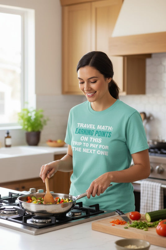 Travel Math Earning Points Credit Card Miles Travel Teal T-shirt