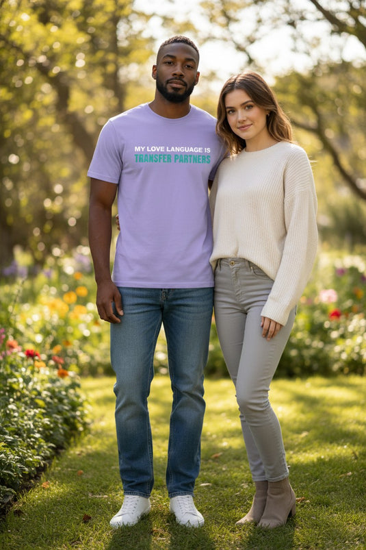Love Language Transfer Partners Credit Card Points Miles Teal T-shirt