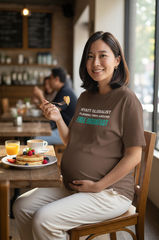 Hyatt Globalist Free Breakfast Credit Card Points Miles Teal T-shirt