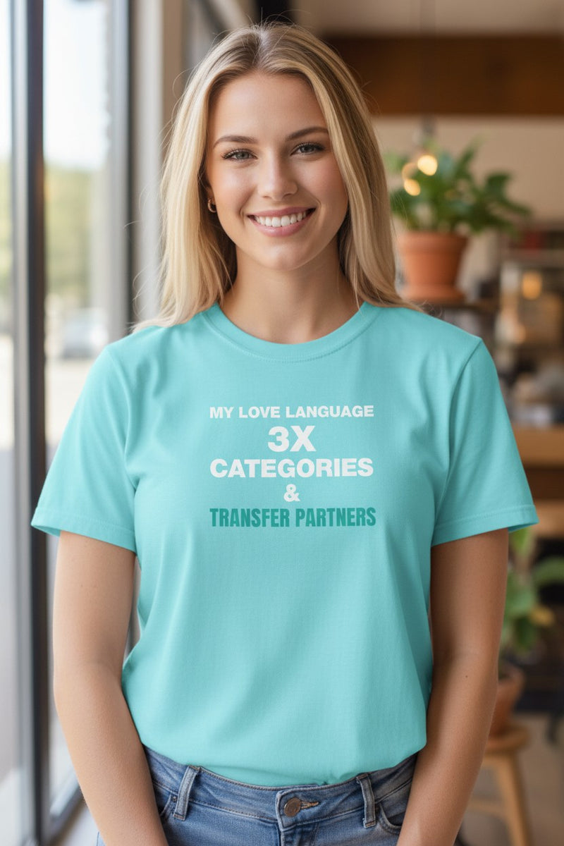 Load image into Gallery viewer, Credit Card Love Language Funny Points Miles Travel Teal T-shirt
