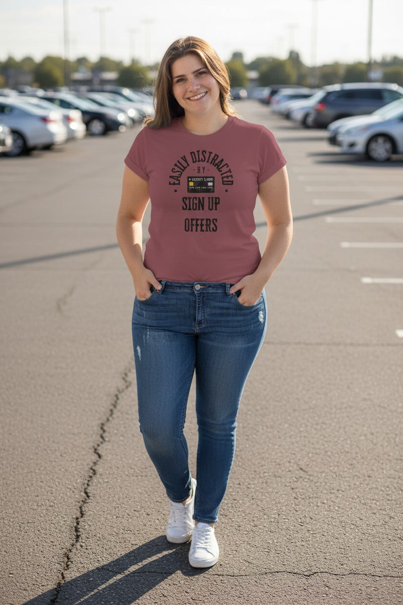 Load image into Gallery viewer, Easily Distracted Sign Up Offers Credit Card Points Miles T-shirt

