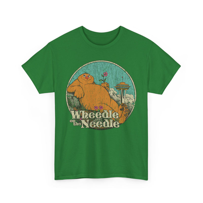 Load image into Gallery viewer, Wheedle on the Needle 1974 Seattle Washington Nostalgic Illustrated Book T-shirt
