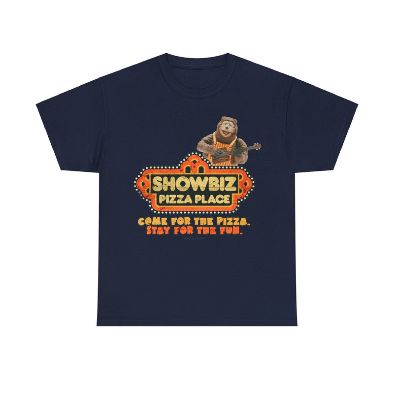 Load image into Gallery viewer, Showbiz Pizza Place Come for The Pizza Tribute T-Shirt
