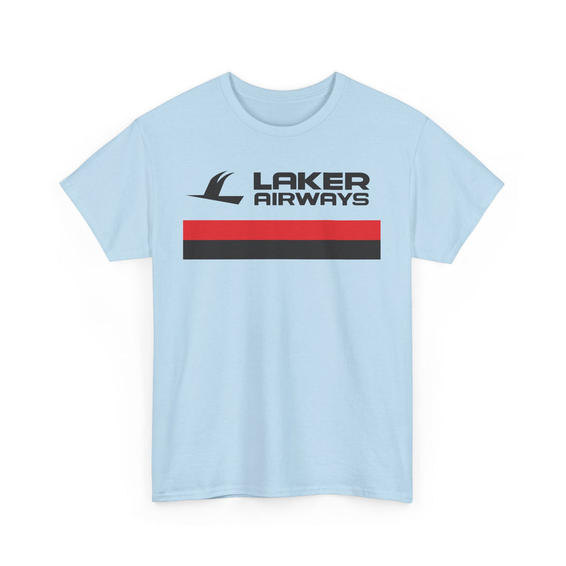 Load image into Gallery viewer, Laker Airways Vintage UK Airline Red Stripe Aviation Memorabilia T-shirt
