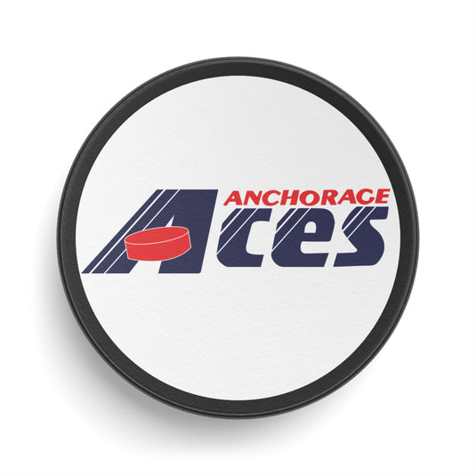 Anchorage Aces Slant Logo PSHL 1989 Nostalgic Retro Hockey Puck