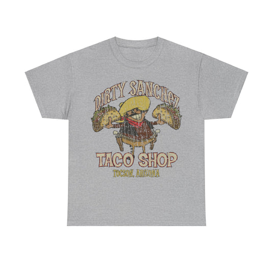 Dirty Sanchez Taco Shop 1982 Restaurant Distressed Print T-shirt