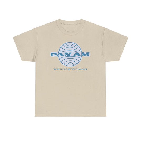 Pan Am Classic Blue Globe Logo Flying Better Than Ever T-shirt