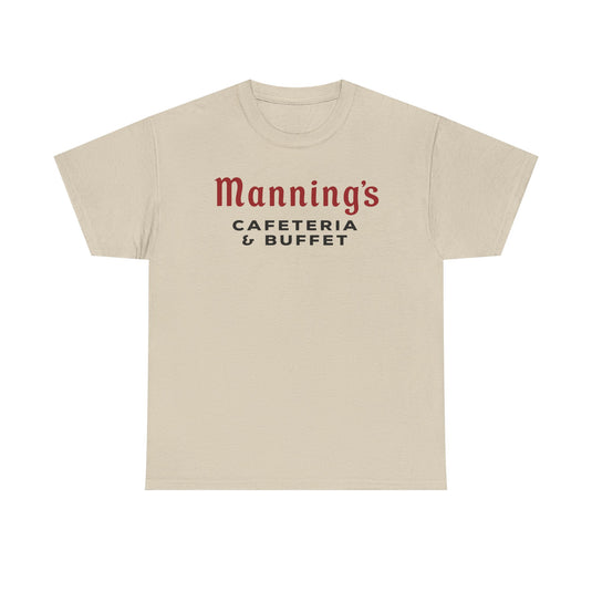 Manning's Cafeterias T-Shirt - Restaurant Industry Defunct Logo Tee