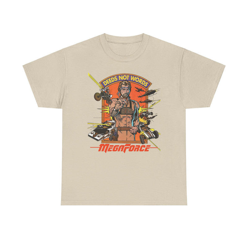 Load image into Gallery viewer, Megaforce Deeds Not Words 1982 Movie T-shirt
