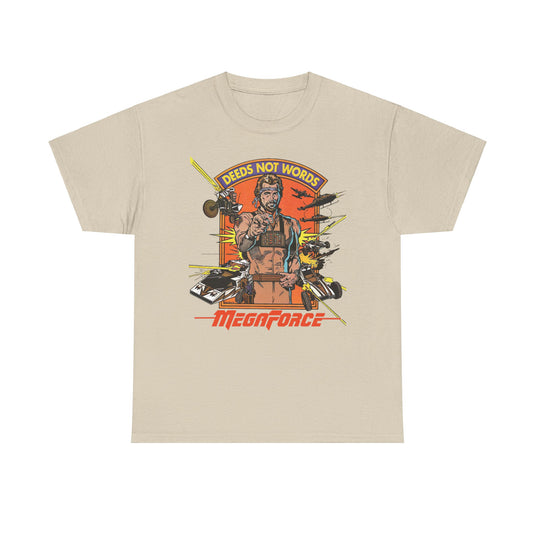 Megaforce Deeds Not Words 1982 Movie T-shirt