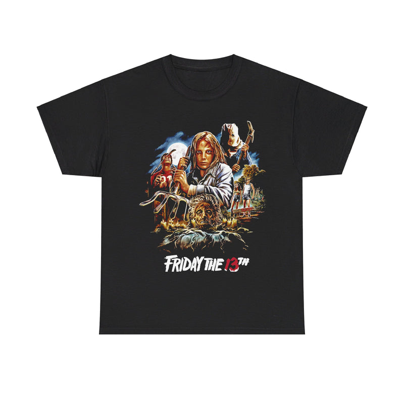 Load image into Gallery viewer, Friday the 13th Horror Movie Pitchfork T-shirt
