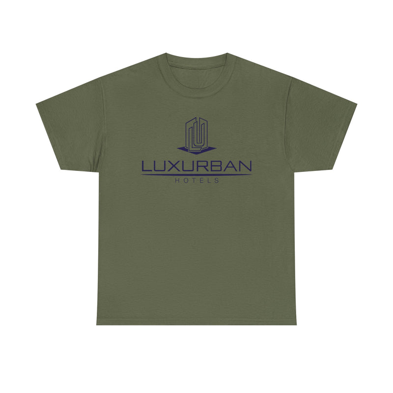 Load image into Gallery viewer, LuxUrban Hotels T-Shirt - Hospitality Industry Bankrupt Hotel Logo
