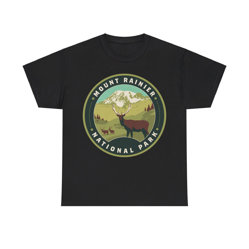 Load image into Gallery viewer, Mount Rainier National Park Washington Round Logo T-shirt
