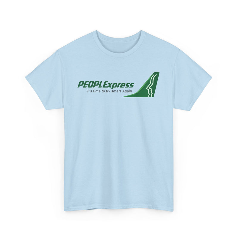 Load image into Gallery viewer, PEOPLExpress Green Tail Logo Time To Fly Smart Again Airline T-shirt
