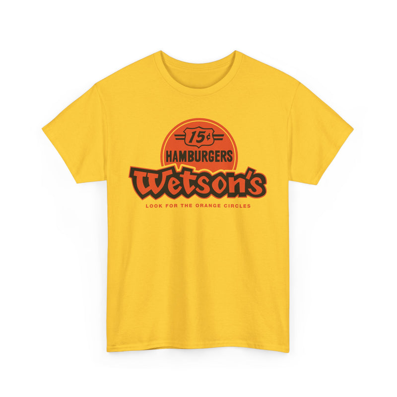 Load image into Gallery viewer, Wetson&#39;s 15¢ Hamburgers Orange Circles Vintage Logo Chain Restaurant T-Shirt
