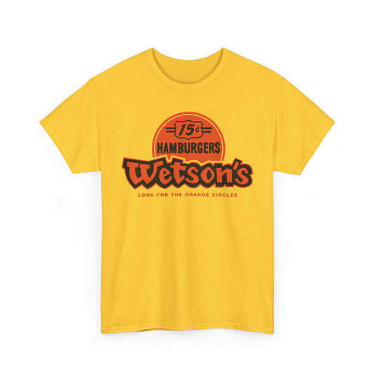 Wetson's 15¢ Hamburgers Orange Circles Vintage Logo Chain Restaurant T-Shirt