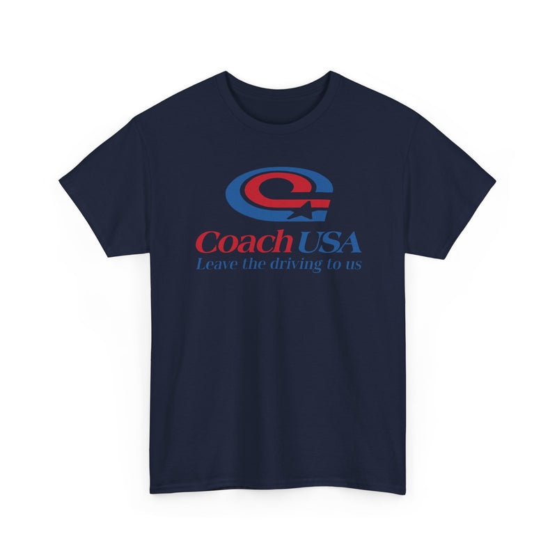 Load image into Gallery viewer, Coach USA Leave The Driving To Us Logo Graphic T-Shirt Rare Defunct Brand Tee
