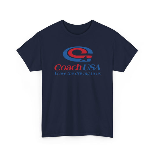 Coach USA Leave The Driving To Us Logo Graphic T-Shirt Rare Defunct Brand Tee