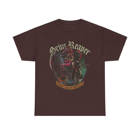 See You in Hell 1983 British Metal Rock Band Grim Reaper T-shirt