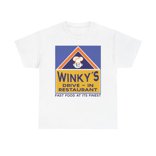 Winky's Drive-In Restaurant Fast Food Vintage Logo Chain T-Shirt