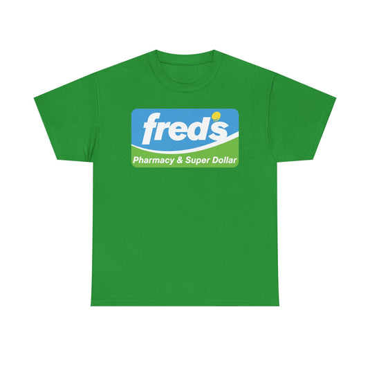 Fred's Pharmacy & Super Dollar Blue Green Retro Logo T-Shirt