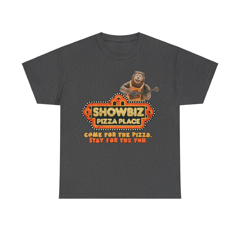 Load image into Gallery viewer, Showbiz Pizza Place Come for The Pizza Tribute T-Shirt
