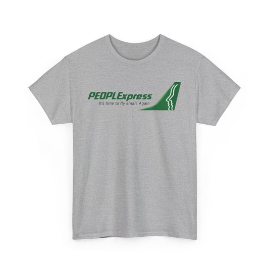 PEOPLExpress Green Tail Logo Time To Fly Smart Again Airline T-shirt