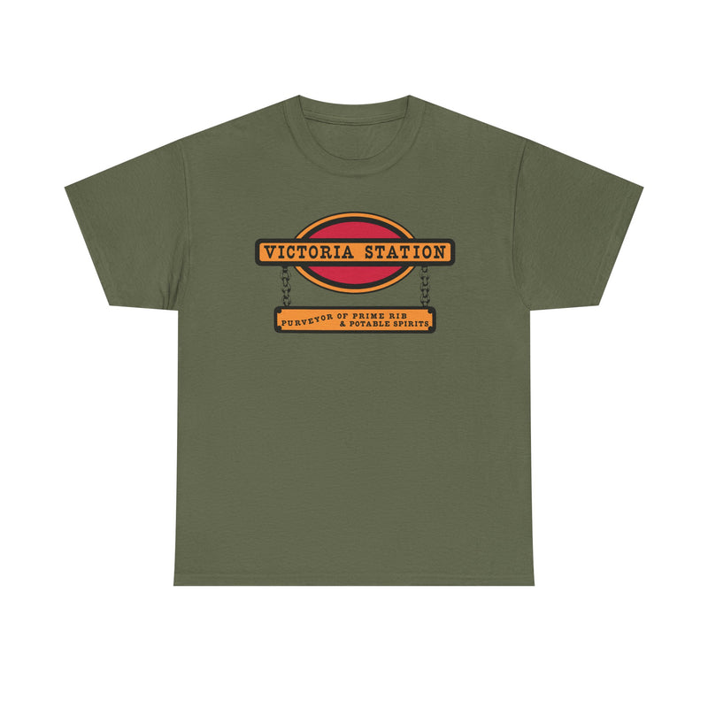 Load image into Gallery viewer, Victoria Station T-Shirt - Restaurant Industry Bankrupt Logo Tee
