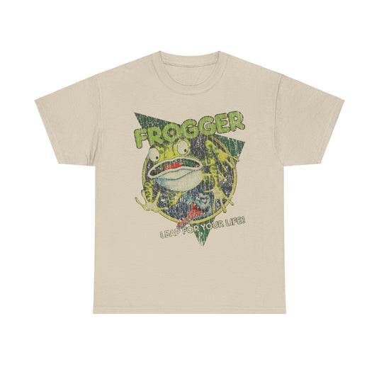 Frogger Leap For Your Life 1981 Video Game Distressed Print T-shirt