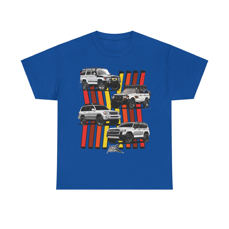 Load image into Gallery viewer, Toyota Land Cruiser Generations Retro TRD Racing Banner Car T-shirt
