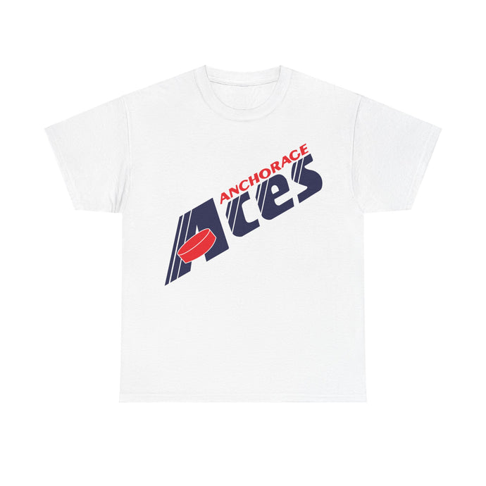 Anchorage Aces Slant Logo PSHL Hockey 1989 Nostalgic Retro T-shirt