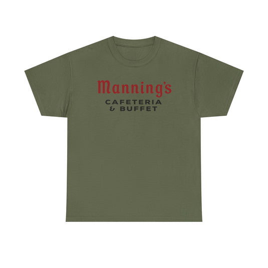 Manning's Cafeterias T-Shirt - Restaurant Industry Defunct Logo Tee