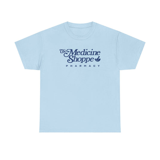 Medicine Shoppe Pharmacy T-Shirt Defunct Drugstore Bankrupt Logo Tee