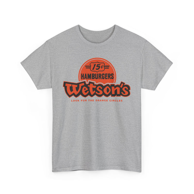 Load image into Gallery viewer, Wetson&#39;s 15¢ Hamburgers Orange Circles Vintage Logo Chain Restaurant T-Shirt
