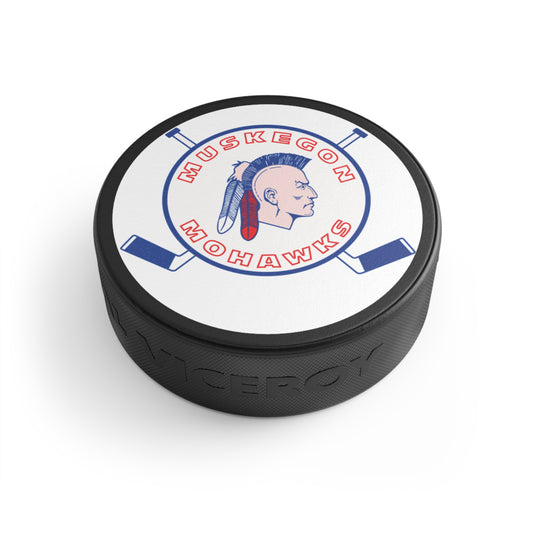 Muskegon Mohawks Logo Nostalgic Hockey Puck