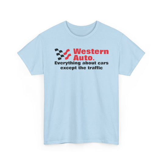 Western Auto Everything About Cars Except the Traffic Checkered Flag T-shirt