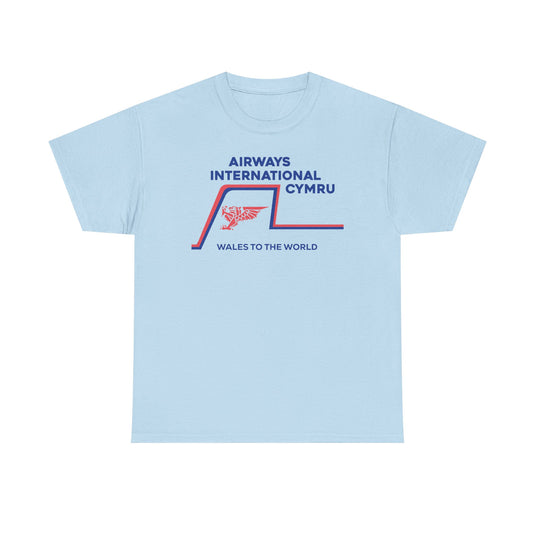 Airways International Cymru Wales To The World Vintage Airline Logo T-shirt