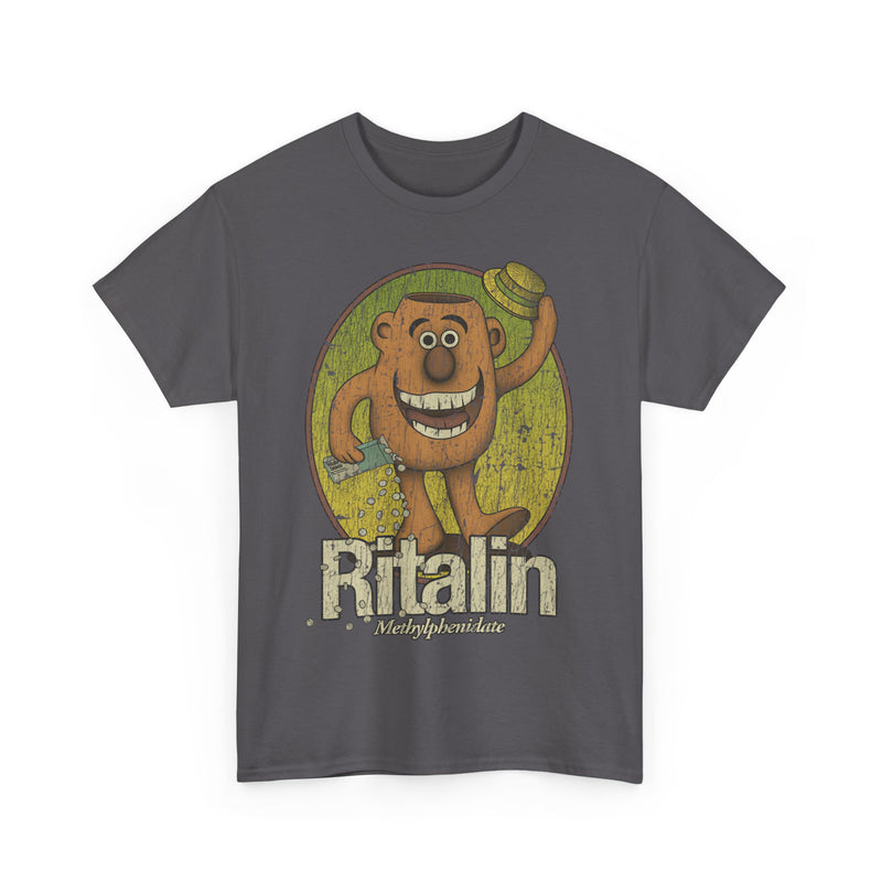 Load image into Gallery viewer, Ritalin Man 1975 Methylphenidate Advertising Logo T-shirt

