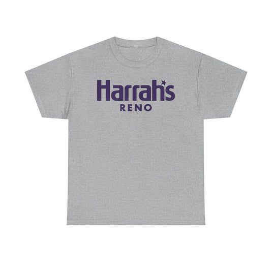 Harrah’s Reno Defunct Casino Logo Purple Graphic T-Shirt Nevada Gambling Resort Tee