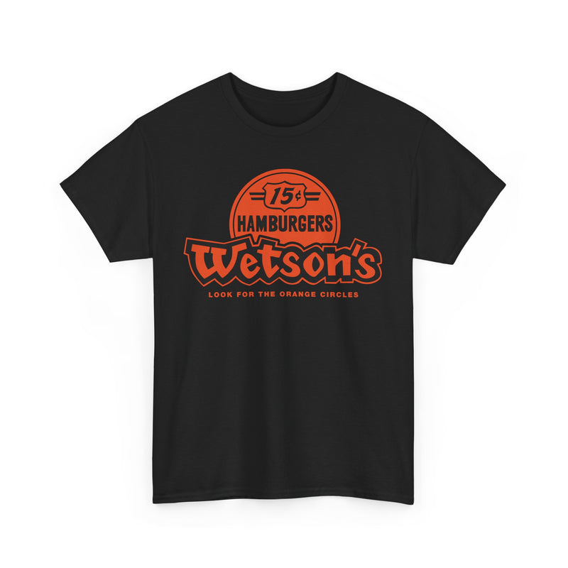 Load image into Gallery viewer, Wetson&#39;s 15¢ Hamburgers Orange Circles Vintage Logo Chain Restaurant T-Shirt
