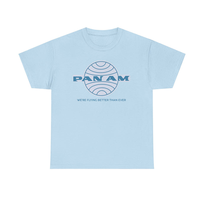 Pan Am Classic Blue Globe Logo Flying Better Than Ever T-shirt