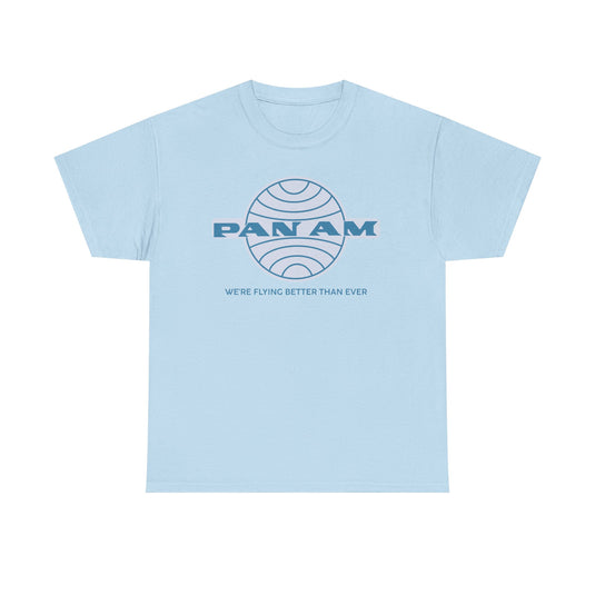 Pan Am Classic Blue Globe Logo Flying Better Than Ever T-shirt
